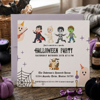 Convite Festa de Fantasia Infantil Halloween Elegante