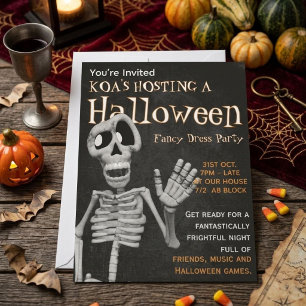 Convite Festa de Fantasia Smiley Skeleton halloween