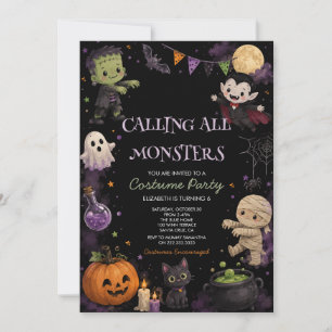 Convite Festa de Fantasias Dark de Halloween Fofas