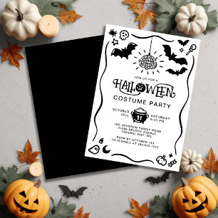 Convite Festa de Fantasias de Halloween Desenhadas à Mão e
