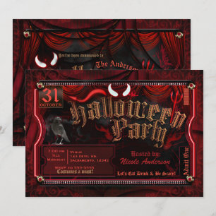 Convite Festa de Fantasias de Halloween Diabólicas Entrada