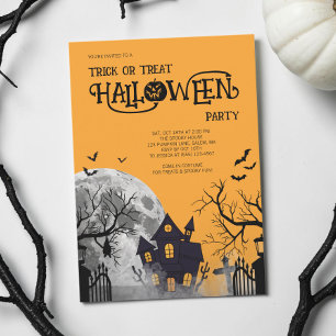 Convite Festa de Fantasias de Halloween Laranja Doces ou T