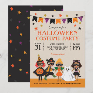 Convite Festa de Fantasias de Halloween Vintage para Pele