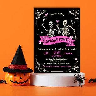 Convite Festa de Fantasmas Esqueleto Halloween Fantasia Co