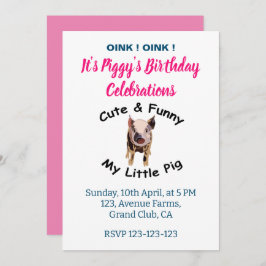 Convite Festa de Fazenda de aniversário do Porco Engraçado