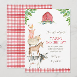 Convite Festa de fazendas do velho MacDonald Barnyard Red 