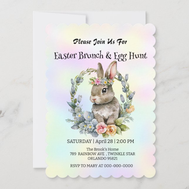 Convite Festa de Felz pascoa de ovo de caça à lebre de coe (Frente)