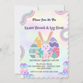 Convite Festa de Felz pascoa Dino, um belo coelho caçador 