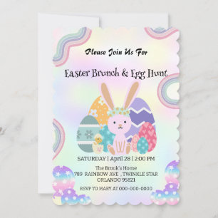 Convite Festa de Felz pascoa Dino, um belo coelho caçador 