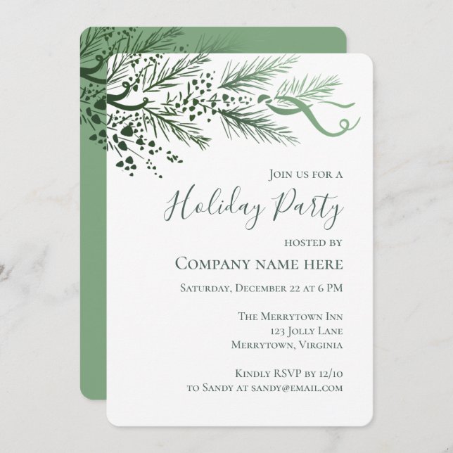 Convite Festa de Feriado Comercial de Pinus Desenhado na M (Frente/Verso)