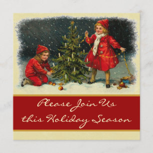 Convite Festa de Feriado de Árvore de Trimagem de Crianças