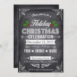 Convite Festa de Feriado de Chalkboard<br><div class="desc">Convide seus amigos e família para sua festa de Feriado com este convite elegante. Apresentando Holly de Natal, Cantos Decorativos Elegantes e Divisores e sobre fundo de quadro negro. Para mais personalização, clique no botão "Personalizar" e use a ferramenta design para modificar este modelo. Se você preferir papéis mais grossos,...</div>