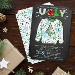 Convite Festa de Feriado de Chalkboard no Sweater de Natal<br><div class="desc">Comemore os feriados em estilo este Natal com estes convites de festas de suéter feios e modestos. O design é fácil de personalizar com sua própria redação e seus convidados ficarão entusiasmados quando receberem esses convites fabulosos.</div>