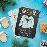 Convite Festa de Feriado de Chalkboard no Sweater de Natal<br><div class="desc">Comemore os feriados em estilo este Natal com estes convites de festas de suéter feios e modestos. O design é fácil de personalizar com sua própria redação e seus convidados ficarão entusiasmados quando receberem esses convites fabulosos.</div>