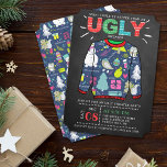 Convite Festa de Feriado de Chalkboard no Sweater de Natal<br><div class="desc">Comemore os feriados em estilo este Natal com estes convites de festas de suéter feios e modestos. O design é fácil de personalizar com sua própria redação e seus convidados ficarão entusiasmados quando receberem esses convites fabulosos.</div>
