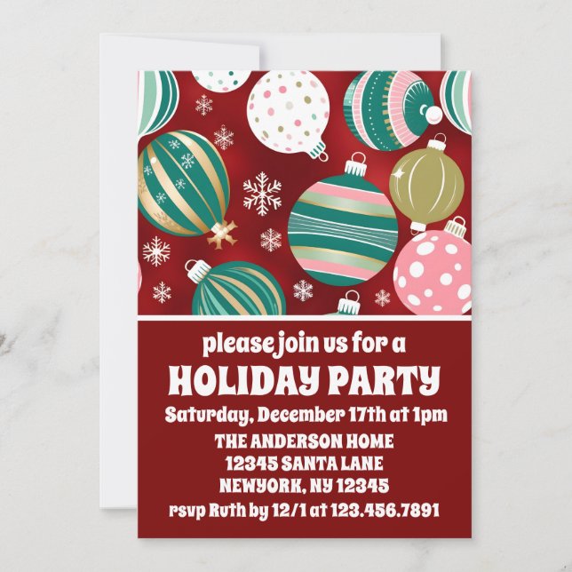 Convite Festa de Feriado de Flocos de Neve dos Enfeites de (Frente)