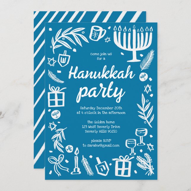 Convite Festa de Feriado de Hanukkah, em Whimsso, Personal (Frente/Verso)