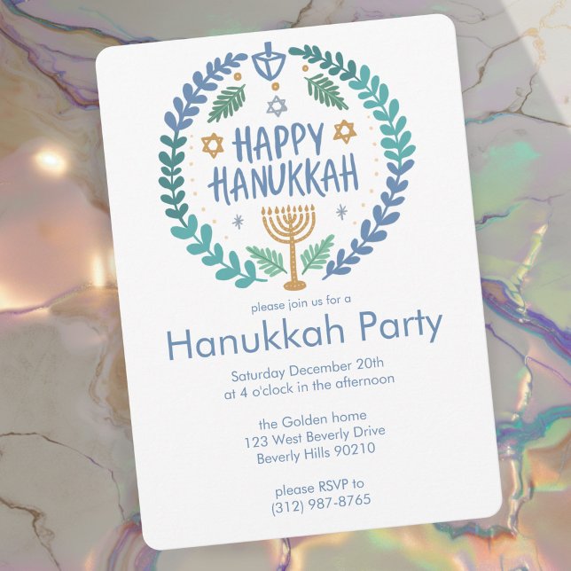 Convite Festa de Feriado de Hanukkah Personalizada (Hanukkah Holiday Party Cute Hand-Drawn Custom Invitation
)