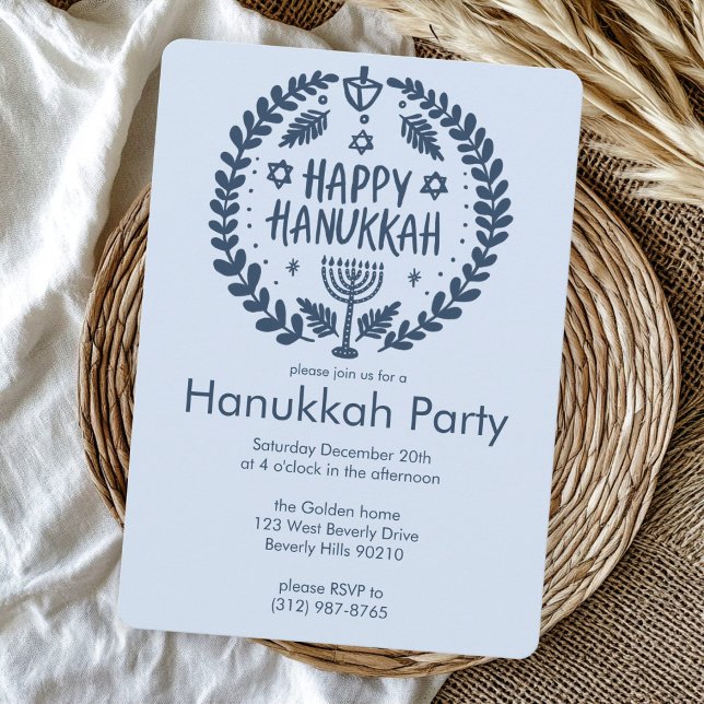 Convite Festa de Feriado de Hanukkah Personalizada (Hanukkah Holiday Party Cute Hand-Drawn Custom Invitation
)