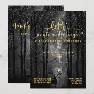 Convite Festa de Feriado de Jingle & Mingle Celestial Wood