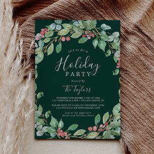 Convite Festa de Feriado de Natal, Greenery Wreath