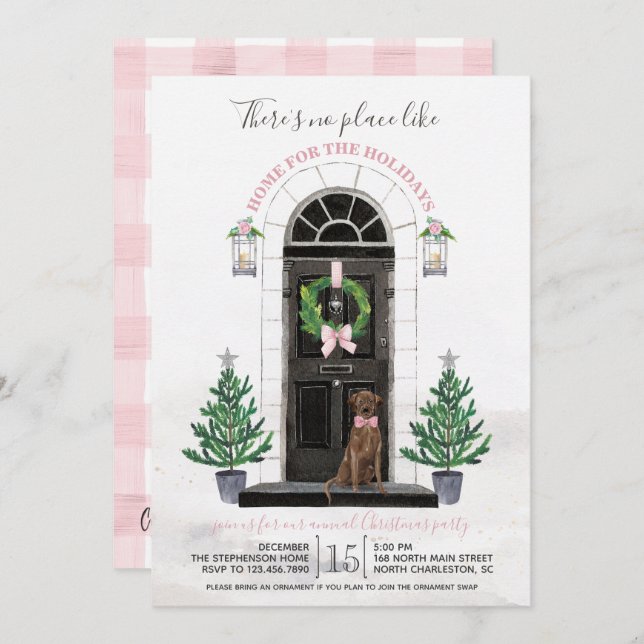 Convite Festa de Feriado de Retriever no Laboratório de Ch (Frente/Verso)