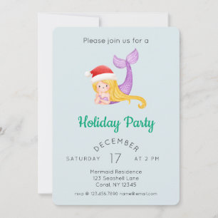 Convite Festa de Feriado de Sereia da Aquarela