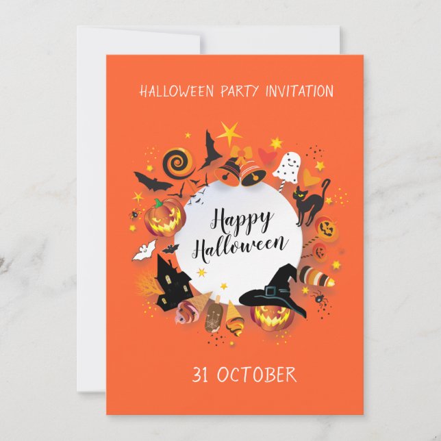Convite Festa de Feriado Feliz de Halloween Design moderno (Frente)
