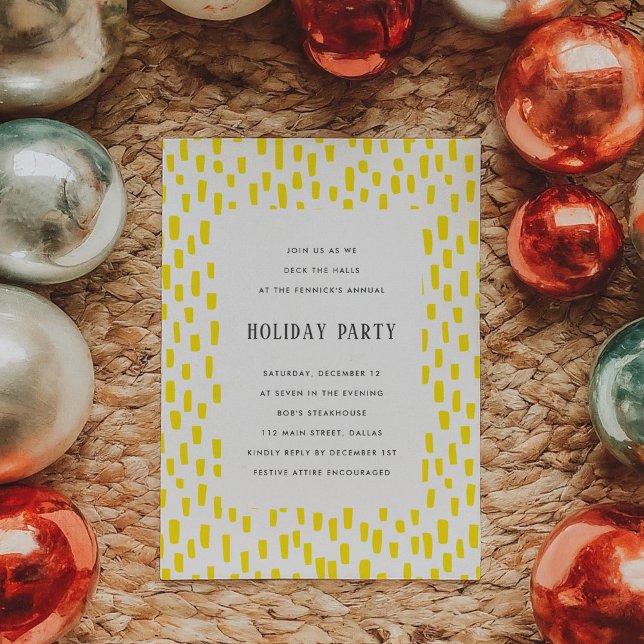 Convite Festa de Férias Bright Yellow Dashing (Bright Yellow Dashing Holiday Party Invitation)