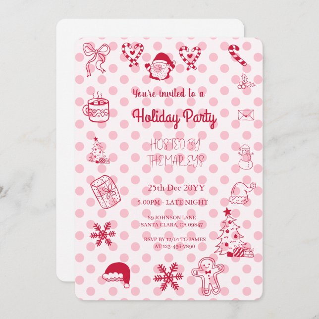 Convite Festa de férias com traje manual (Frente/Verso)