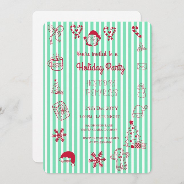 Convite Festa de férias com traje manual (Frente/Verso)