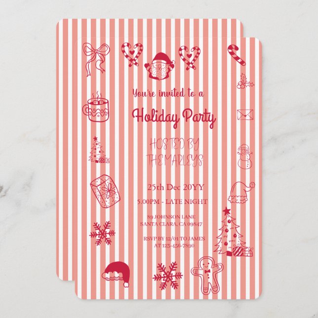 Convite Festa de férias com traje manual (Frente/Verso)