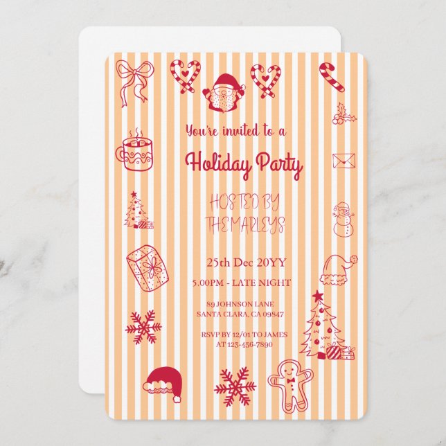 Convite Festa de férias com traje manual (Frente/Verso)