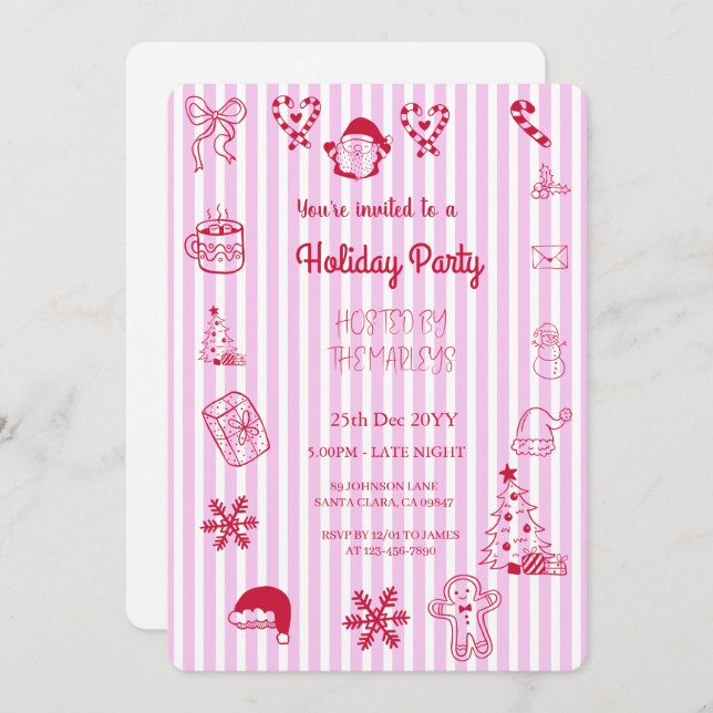 Convite Festa de férias com traje manual (Frente/Verso)