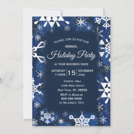 Convite Festa de Férias Corporativas Azul Snowflake