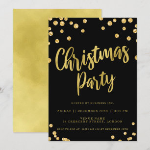 Convite Festa de Férias Corporativas Dourada no Natal Negr