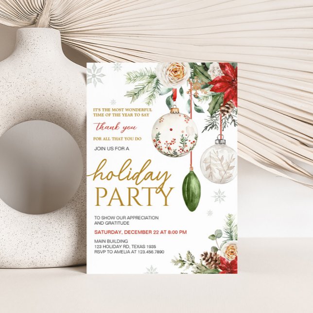 Convite Festa de Férias da Empresa Elegante de inverno (Winter Elegant Company Holiday Christmas Party Invitation)