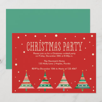 Convite Festa de Férias das Árvores de Natal em Aquarela