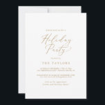Convite Festa de Férias de Caligrafia Dourada Delicada<br><div class="desc">Esta delicada carta de convite para festas de caligrafia em ouro é perfeita para um evento de férias moderno. A design romântica minimalista apresenta uma magnífica e elegante tipografia amarela ouro champanhe num fundo branco com um aspecto simples e limpo.</div>