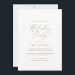 Convite Festa de Férias de Caligrafia Dourada Delicada<br><div class="desc">Esta delicada carta de convite para festas de caligrafia em ouro é perfeita para um evento de férias moderno. A design romântica minimalista apresenta uma magnífica e elegante tipografia amarela ouro champanhe num fundo branco com um aspecto simples e limpo.</div>