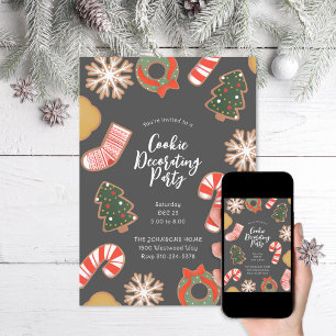 Convite Festa de Férias de Decoração de Biscoito de Natal