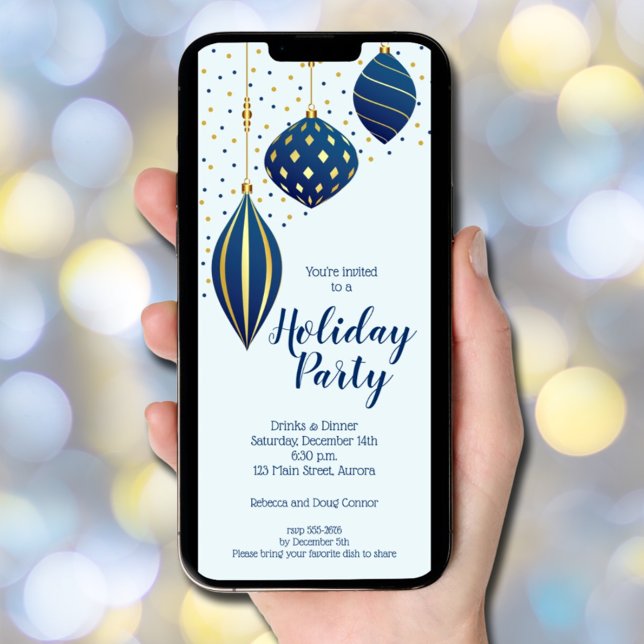 Convite Festa de Férias de enfeites de natal (Christmas Ornaments Holiday Party Invitations - INSTANT DOWNLOAD and/or PRINTED)