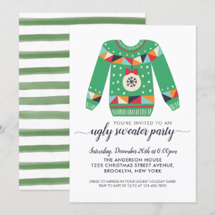 Convite Festa de Férias de Enfeites de natal de Sweater Fe