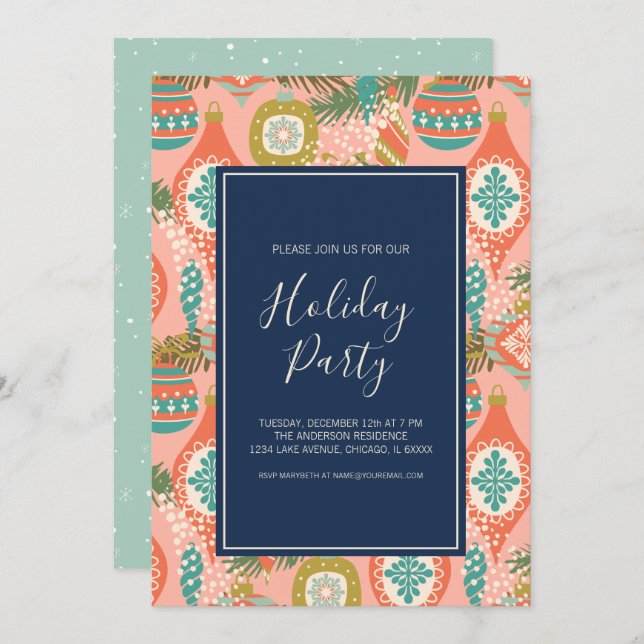 Convite Festa de Férias de Enfeites de natal Retroativos C (Frente/Verso)