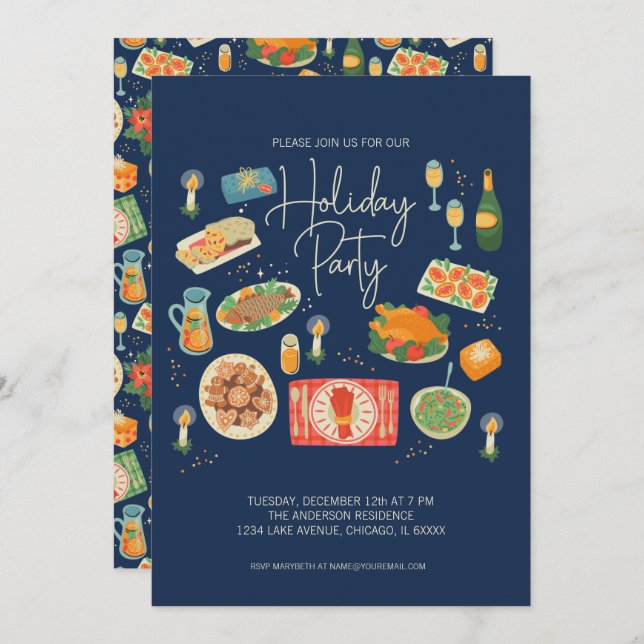 Convite Festa de Férias de Férias de Natal (Frente/Verso)