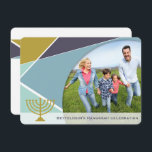 Convite Festa de Férias de Foto do Mod Geométrico Hanukkah<br><div class="desc">Concebido por gordura*fa*estanho. Fácil de personalizar com seu próprio texto,  foto ou imagem. Para pedidos personalizados,  entre em contato direto com o . Aplicam-se taxas personalizadas. www.zazzle.com/fat_fa_tin www.zazzle.com/color_therapy www.zazzle.com/fatfatin_blue_knot www.zazzle.com/fatfatin_red_knot www.zazzle.com/fatfatin_mini_me www.zazzle.com/fatfatin_design www.zazzle.com/fatfatin_ink</div>