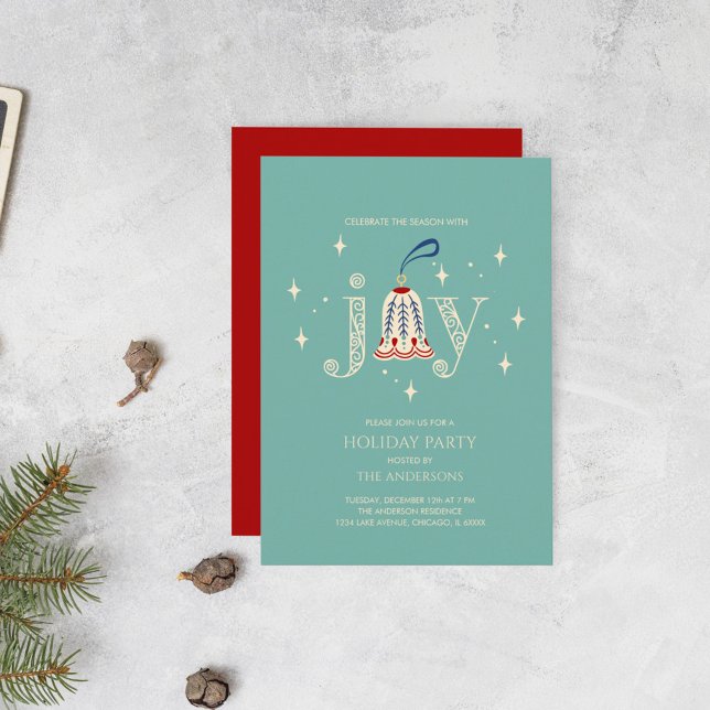 Convite Festa de Férias de Joy enfeites de natal (Criador carregado)