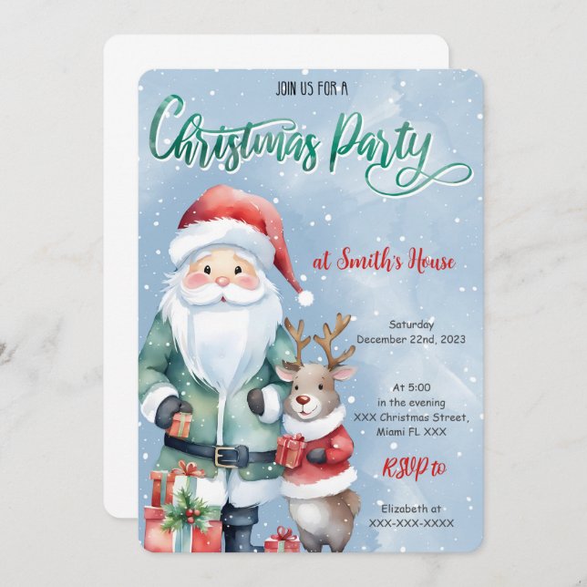 Convite Festa de Férias de Natal (Frente/Verso)