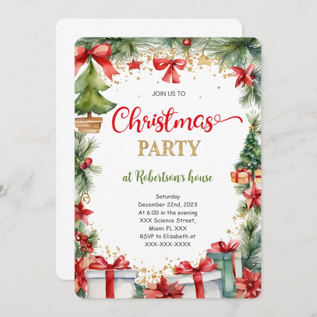 Convite Festa de Férias de Natal (Frente/Verso)