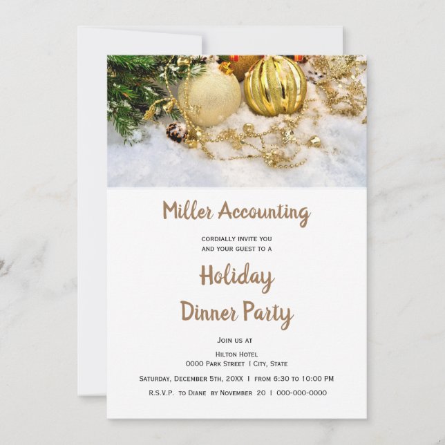 Convite Festa de Férias de Natal de Negócios Dourados (Frente)